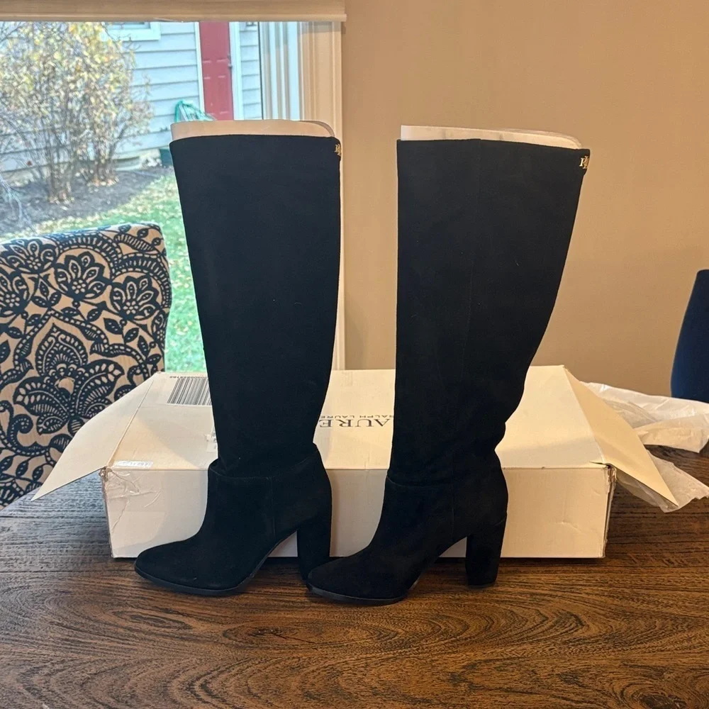 Ralph Lauren Black Artizan Knee Boots
